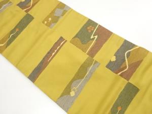 紙布横段に曲線模様織出し名古屋帯